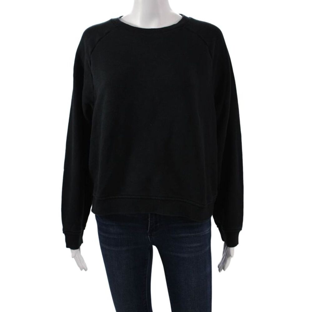 Wesley Womens Pullover Sweatshirt Black Cotton Crew Neck Long Sleeve Size L